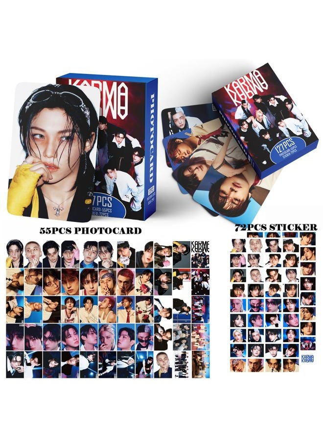 PYAJUU Stray Kids KARMA Album Gift Box Set, Including 55PCS KARMA Photocards, 100PCS Album Sticker Pack, 1 Lanyards, Card Holder, 1 Stray Kids Keychain and 2 Badge Gift for STAY Straykids Merch - Image 3