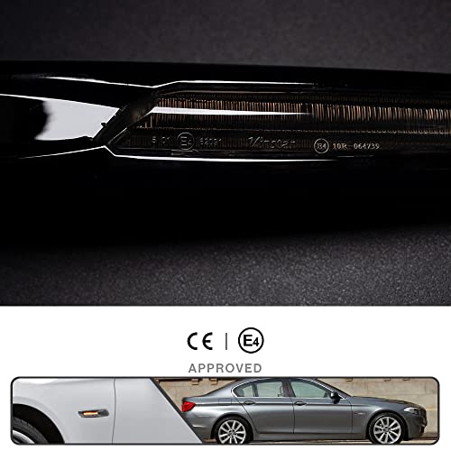 Mingrui test 2Pcs Amber F10 LED Dynamic Sequential Blink Side Marker Light for BMW 5-Series F10/F11 2011 2012 2013 Front Fender Indicator Turn Signal Lights Smoked Lens - Image 3