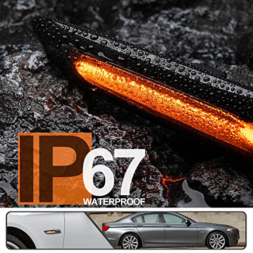 Mingrui test 2Pcs Amber F10 LED Dynamic Sequential Blink Side Marker Light for BMW 5-Series F10/F11 2011 2012 2013 Front Fender Indicator Turn Signal Lights Smoked Lens - Image 5
