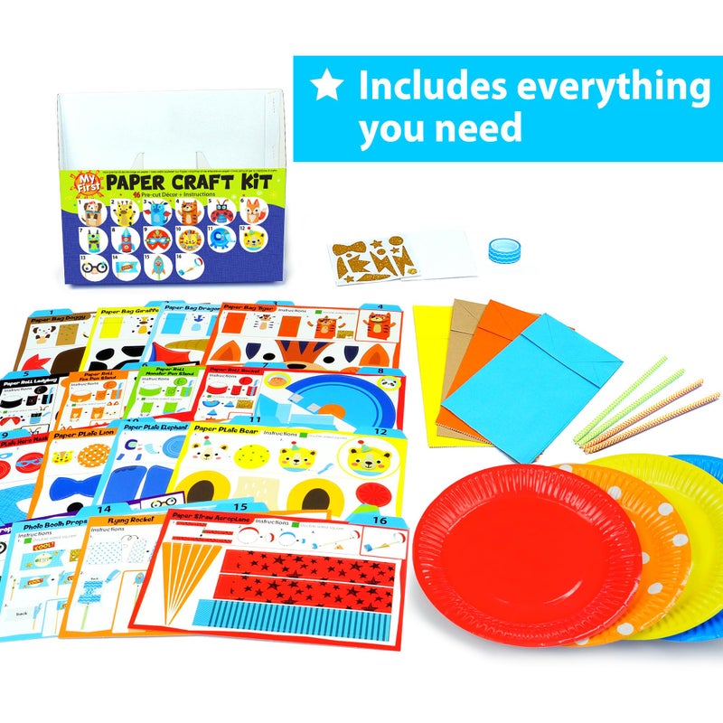 KRAFUN My First Safari Animal Paper Craft Kit 16 DIY Arts and Crafts Zoo Animal Organized Craft Activities Supplies Box Assembling Creative Toys for Toddlers Boys Girls 38 Years Old - Image 3
