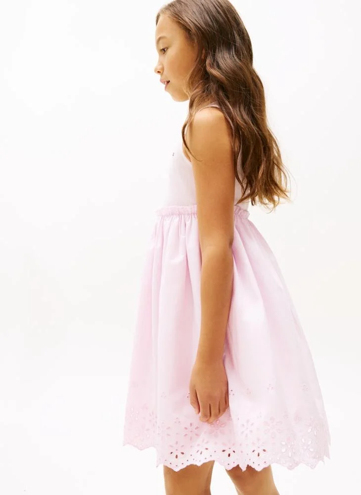 Tommy Hilfiger light pink Broderie Anglaise Sleeveless Dress for Women | Best Price UAE