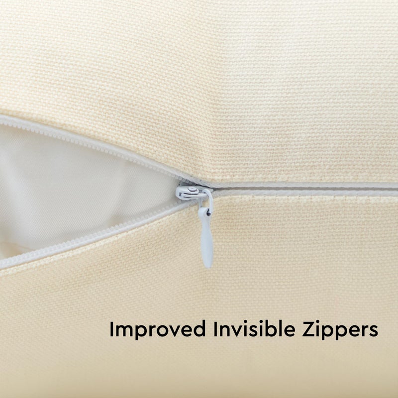 Encasa XO Christmas Throw Pillow Covers 20x20 in Set of 2 Natural | No Inserts | Cotton Pillow Covers for Living Room, Bed, Sofa, Couch | Decorative Cushion Covers with Improved Zippers - Image 4