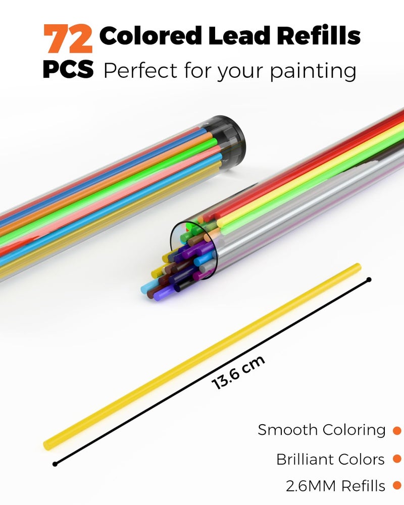 Four Candies 2.6MM Color Lead, Mechanical Colored Pencils Leads, 36 Color Pencils Refills, Assorted Colored Leads 72 PCS - Image 2