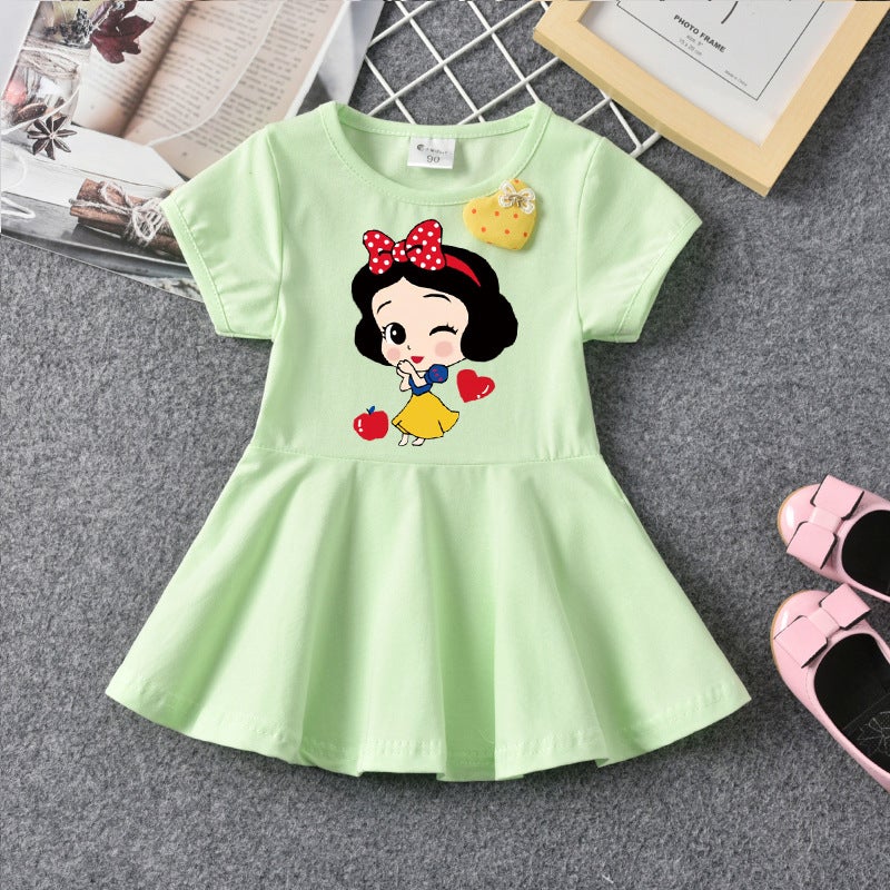Girls' Thin Dress Summer Fashionable Short-Sleeved Children'S 2023 New Western Style Summer Clothes Children'S Clothing Baby Girls' Skirt - Image 4