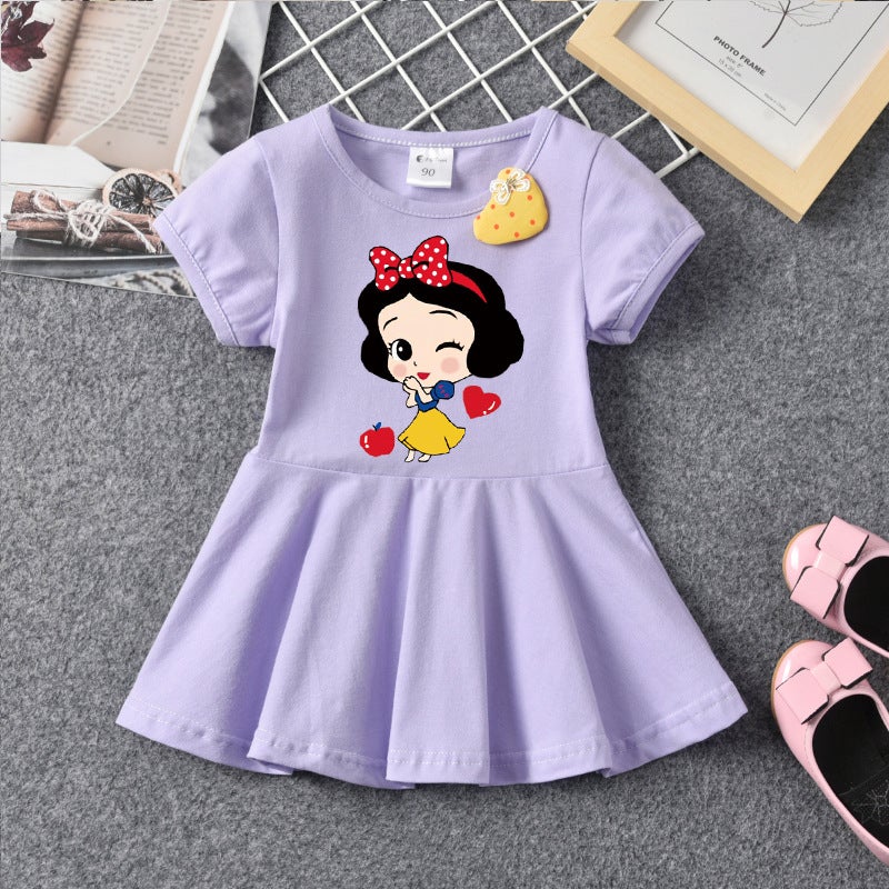 Girls' Thin Dress Summer Fashionable Short-Sleeved Children'S 2023 New Western Style Summer Clothes Children'S Clothing Baby Girls' Skirt - Image 2