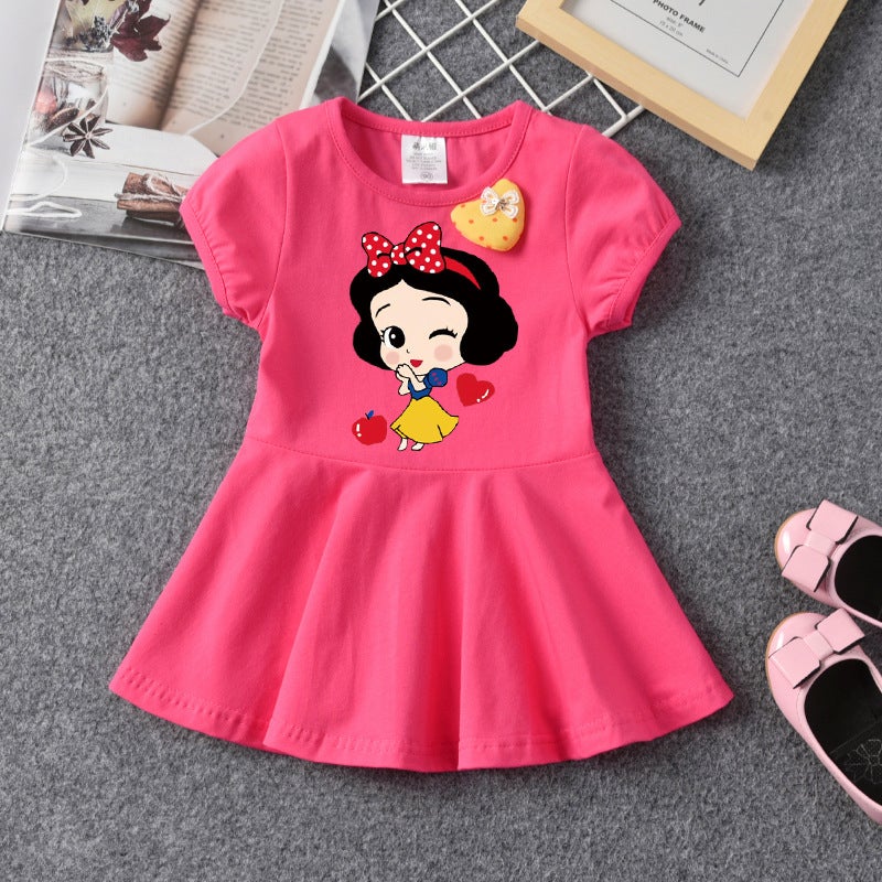Girls' Thin Dress Summer Fashionable Short-Sleeved Children'S 2023 New Western Style Summer Clothes Children'S Clothing Baby Girls' Skirt - Image 3