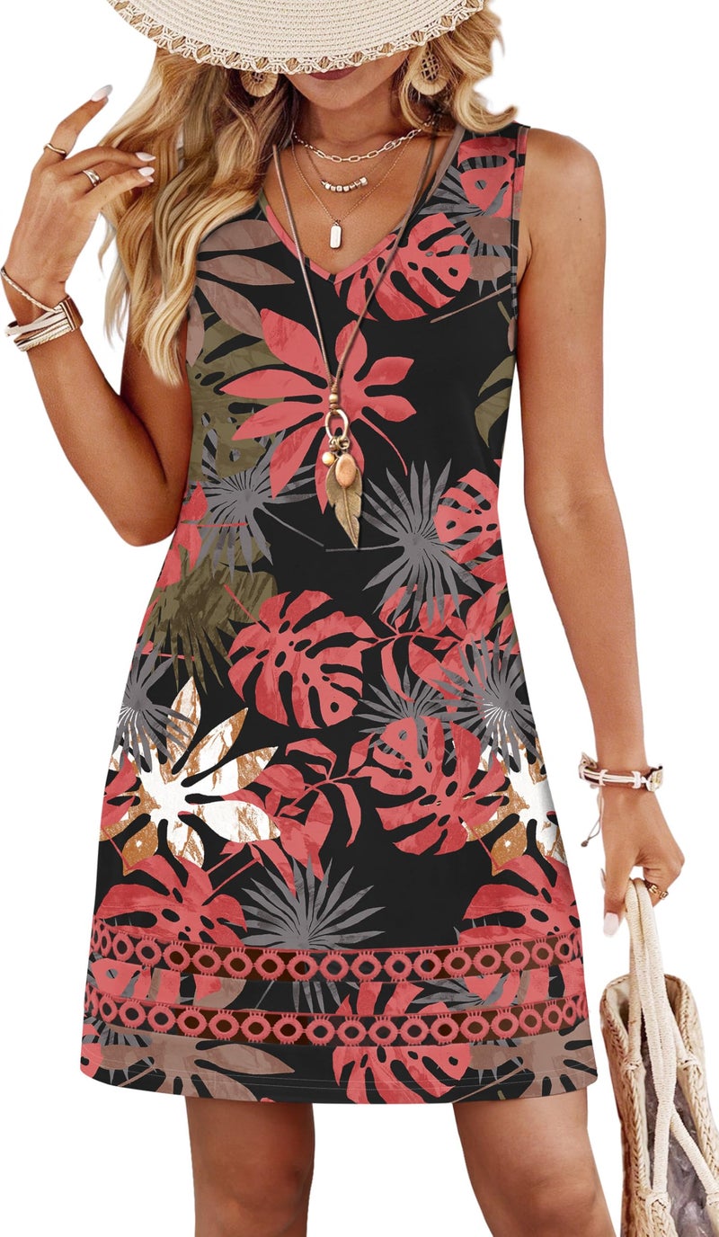Sipaya Beach Dresses for Women Casual Dressy Summer Clothes Boho Sundresses Tropical African Dresses Floral Travel Outfits Vacation Essentials Pink Printed S - Image 2