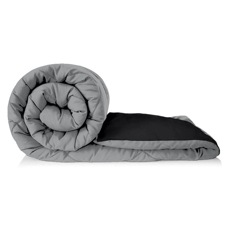 TUNDWAL'S TUNDWALS Microfiber Reversible Solid Extra Comfort Soft ComforterBlanket Double Bed 210 GSM Quilt Black Grey 1 Piece - Image 3
