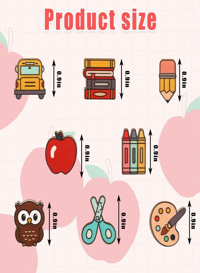Whaline 8 Pairs Teacher Earring Studs School Bus Pencil Apple Owl Wood Earrings Cute Back to School Wooden Earrings for Women Girls First Day of School Party Jewelry Gift Accessories - Image 2