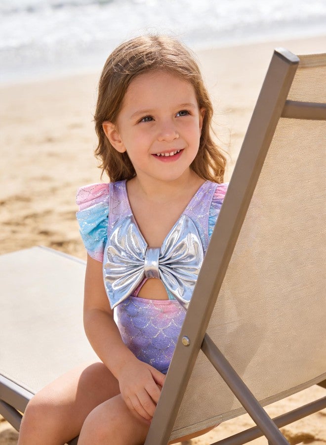Ghteas Girls Swimsuit One Piece Kid Girls Water Sport Short Sleeve Sun Protection Bathing Suits Toddler Swimsuit with Adjustable Straps Baby Swimming Suit 4t - Image 2