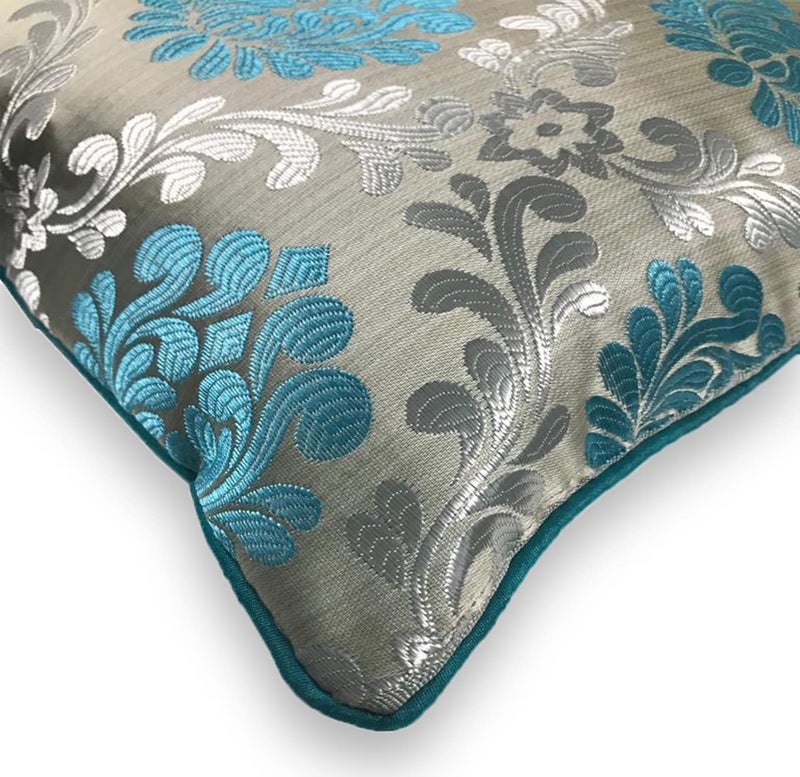 IM FAB ® Jacquard Damas Cushion Cover Set of 5 Pcs(24X24 Inch,60X60 Cms)-Blue - Image 3