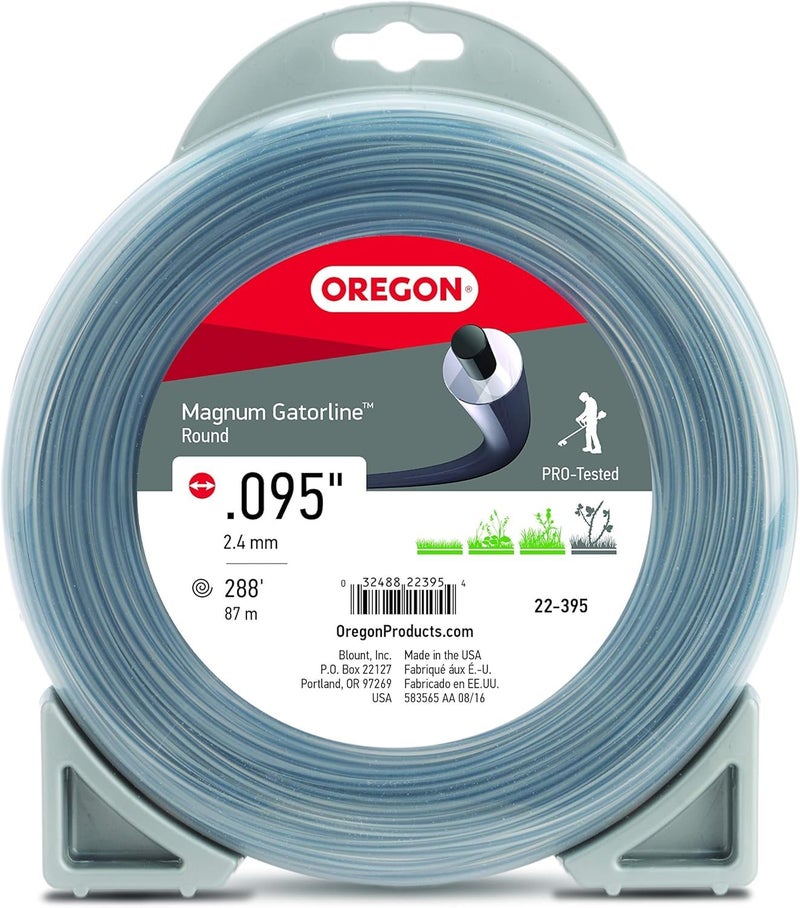Oregon Magnum Gatorline 095 Trimmer Line Heavy Duty, Professional Round Weed Wacker String for Gas and Electric Grass Trimmer and Brushcutters, Fits Most Standard Models .095" x 288-Foot (22-395) - Image 1