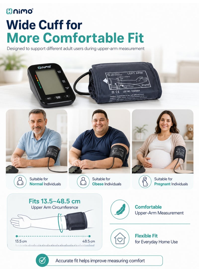 Nimo HKD-03 Digital Arm Blood Pressure Monitor with 120 Memory, Type-C USB & Large LCD - Image 5