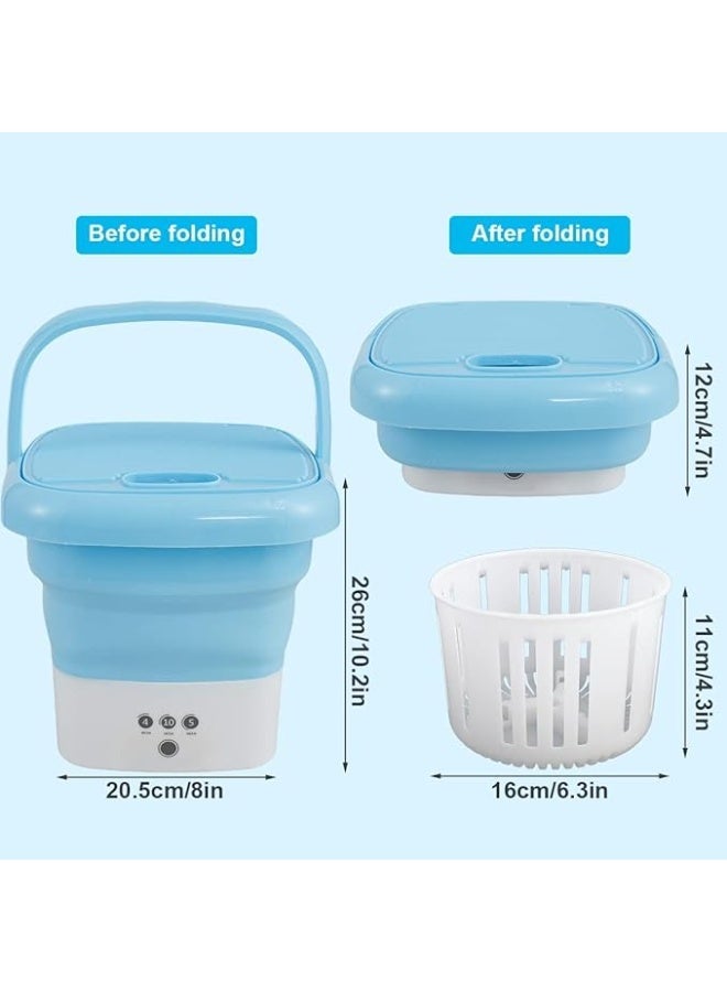 Portable Mini Folding Washing Machine with Drain Basket – Compact USB Washer for Socks, Underwear, Baby Clothes & Travel Laundry, Foldable Mini Washing Machine for Home & Dorm Use - Image 2