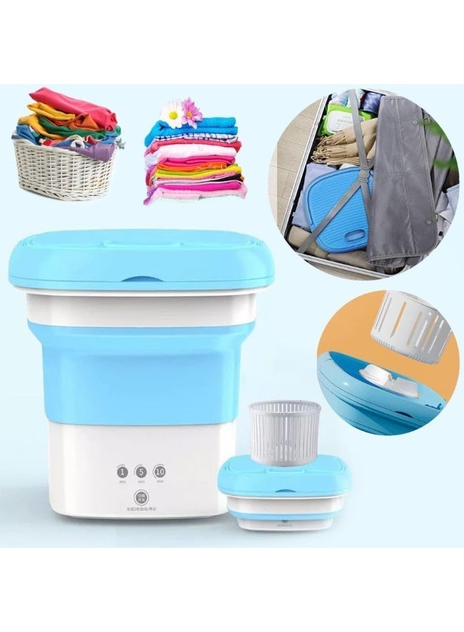 Portable Mini Folding Washing Machine with Drain Basket – Compact USB Washer for Socks, Underwear, Baby Clothes & Travel Laundry, Foldable Mini Washing Machine for Home & Dorm Use - Image 5