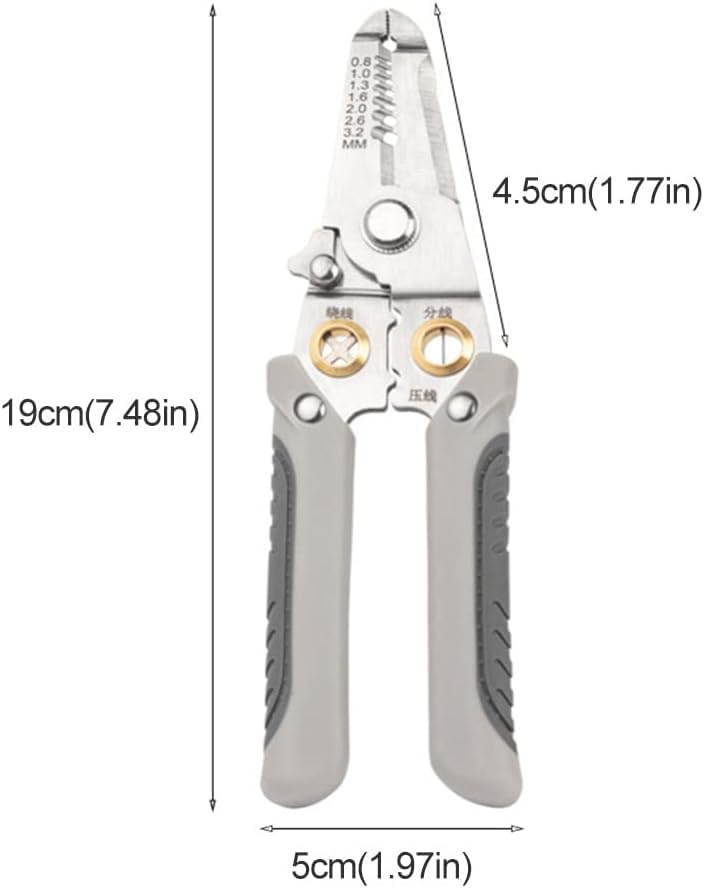 uptodateproducts Multifunction Wire Plier Tool 7 in 1 MultiFunctional Wire Splitting Pliers Electrical Stripping Tool for Electric Cable Stripping Cutting Cable Stripper and CrimpingGrey - Image 2