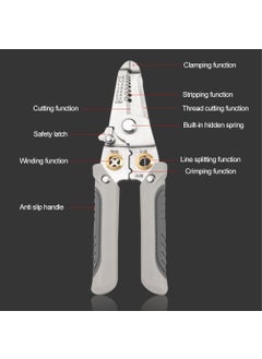 uptodateproducts uptodateproducts Multifunction Wire Plier Tool 7 in 1 MultiFunctional Wire Splitting Pliers Electrical Stripping Tool for Electric Cable Stripping Cutting Cable Stripper and CrimpingGrey  - Image 4
