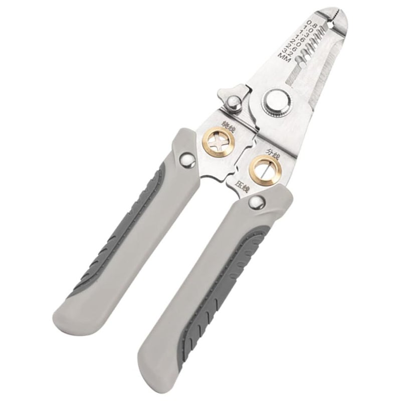 uptodateproducts Multifunction Wire Plier Tool 7 in 1 MultiFunctional Wire Splitting Pliers Electrical Stripping Tool for Electric Cable Stripping Cutting Cable Stripper and CrimpingGrey - Image 1