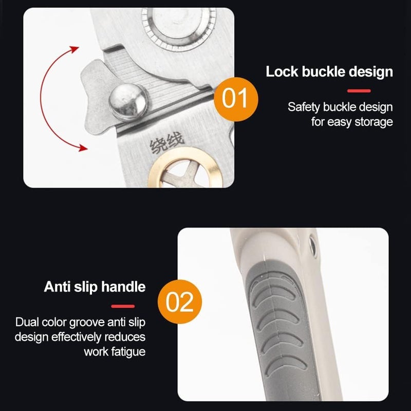 uptodateproducts Multifunction Wire Plier Tool 7 in 1 MultiFunctional Wire Splitting Pliers Electrical Stripping Tool for Electric Cable Stripping Cutting Cable Stripper and CrimpingGrey - Image 5
