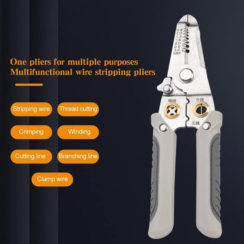 uptodateproducts Multifunction Wire Plier Tool 7 in 1 MultiFunctional Wire Splitting Pliers Electrical Stripping Tool for Electric Cable Stripping Cutting Cable Stripper and CrimpingGrey - Image 3