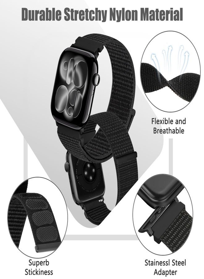Bcuckood Nylon Sport Bands Compatible with Apple Watch Band 49mm 45mm 44mm 42mm 41mm 40mm 38mm Women Men, Adjustable Sport Solo Loop Bands for iWatch Series 9 8 7 6 5 4 3 SE2 SE Ultra 2 1, 3 Pack - Image 3