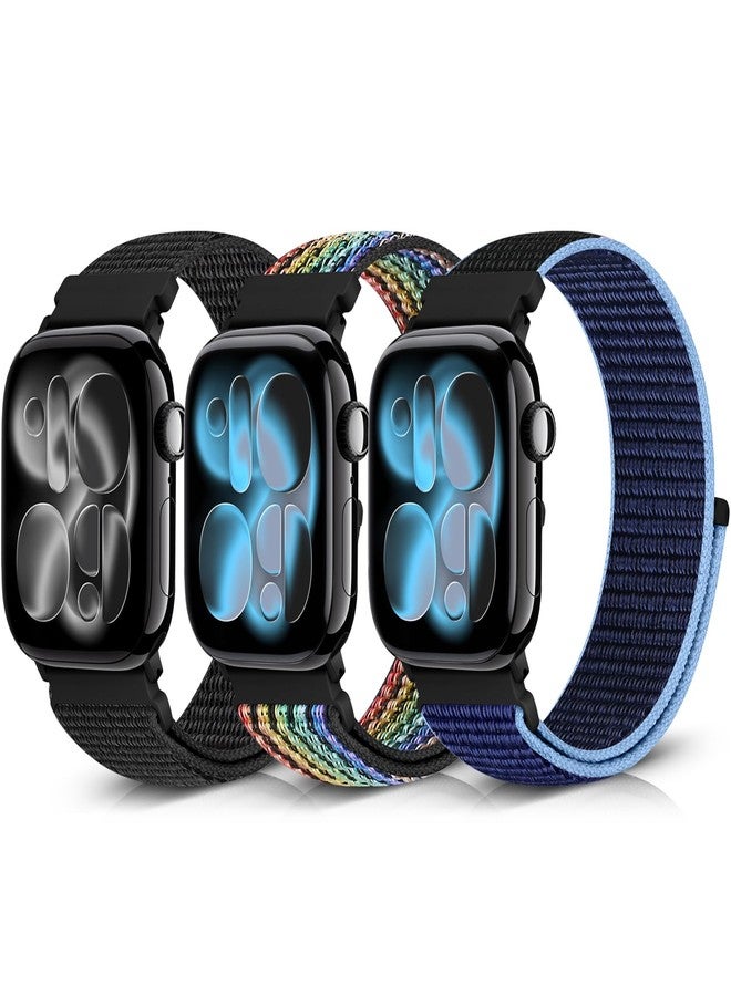 Bcuckood Nylon Sport Bands Compatible with Apple Watch Band 49mm 45mm 44mm 42mm 41mm 40mm 38mm Women Men, Adjustable Sport Solo Loop Bands for iWatch Series 9 8 7 6 5 4 3 SE2 SE Ultra 2 1, 3 Pack - Image 1