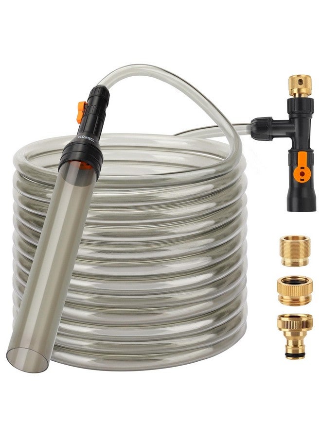 hygger Bucket-Free Aquarium Water Change Kit Metal Faucet Connector Fish Tank Vacuum Siphon Gravel Cleaner with Long Hose 49FT Drain & Fill - Image 1