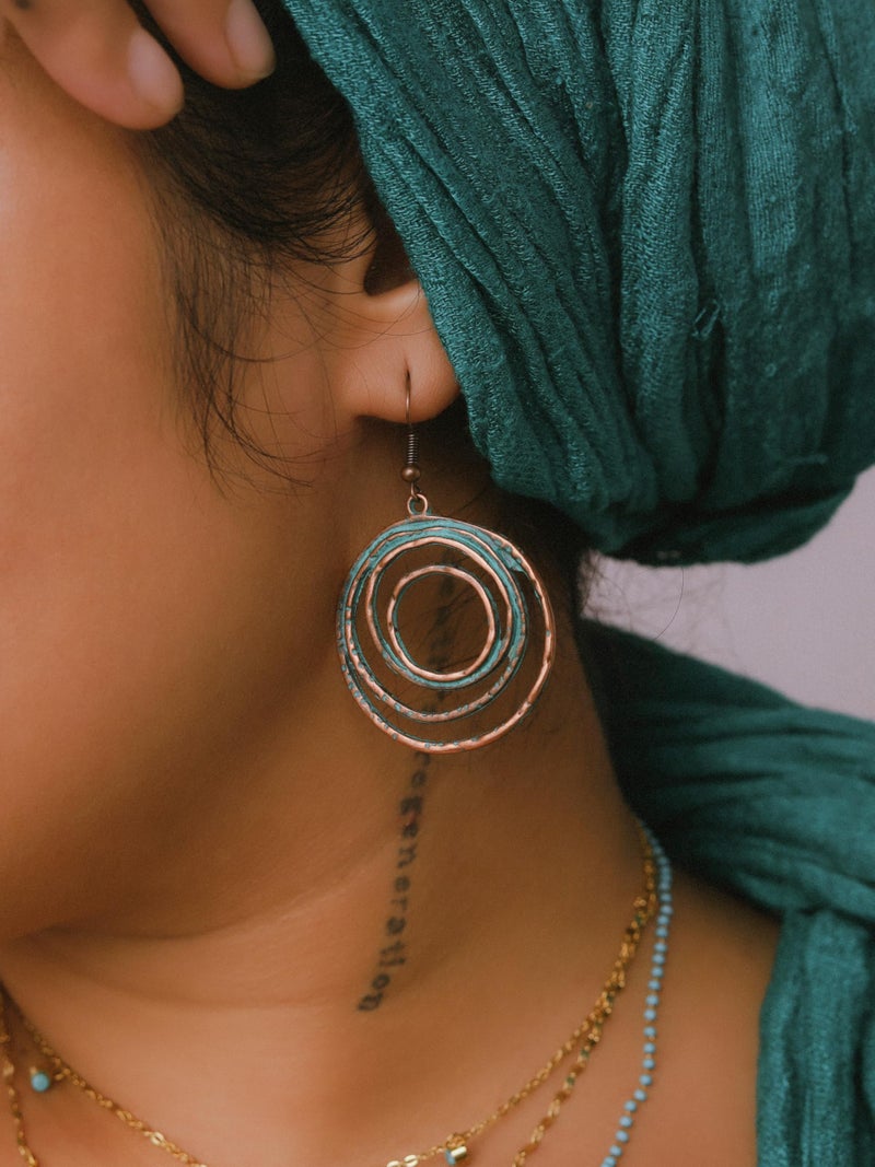 MINACHI Vintage Boho Multiple Layered O Ring Dangle Drop Earrings, Bohemian Statement Jewelry Gift for Women (1) - Image 5