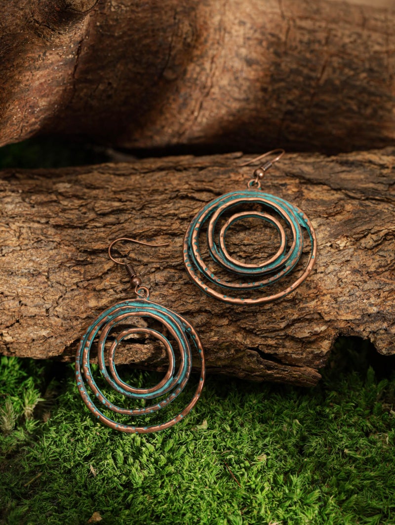 MINACHI Vintage Boho Multiple Layered O Ring Dangle Drop Earrings, Bohemian Statement Jewelry Gift for Women (1) - Image 3
