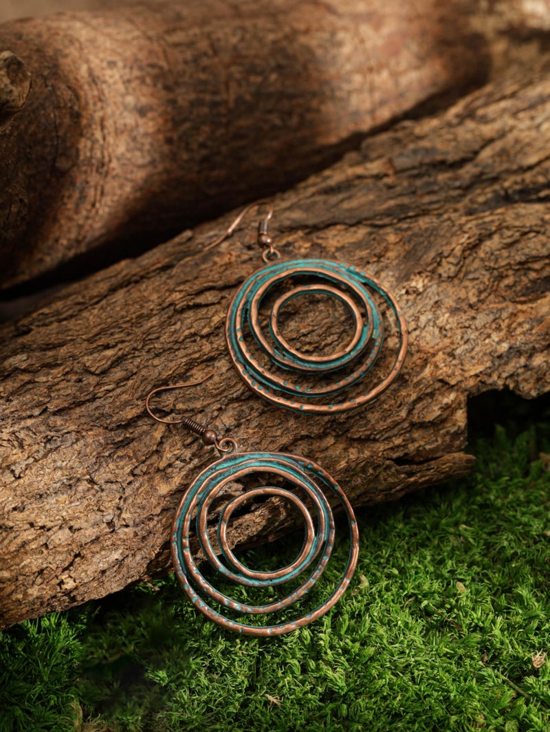 MINACHI Vintage Boho Multiple Layered O Ring Dangle Drop Earrings, Bohemian Statement Jewelry Gift for Women (1) - Image 2