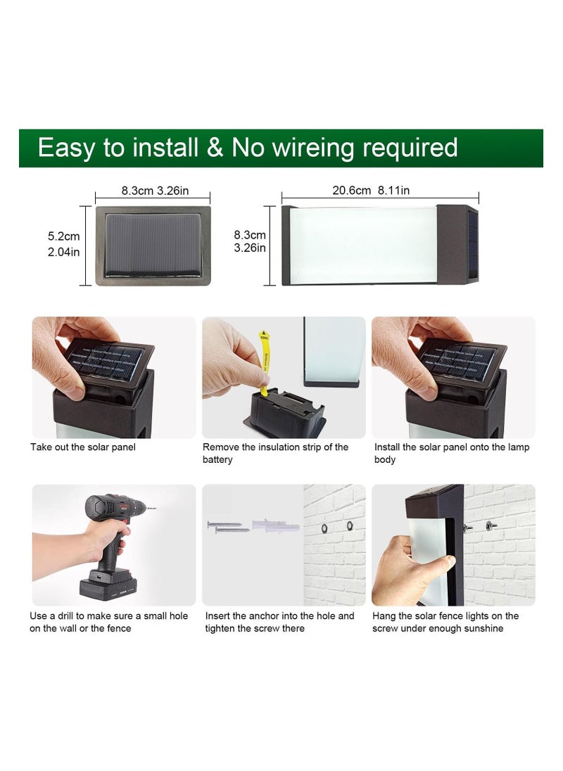 Solar Fence Lights, Outdoor Waterproof, Modern Solar Power Porch Light, Fixtures Solar Security Wall, Lights for Garden Yard Outside, Warm White, Wall Sconces Fixture House Front Door Garage - Image 5