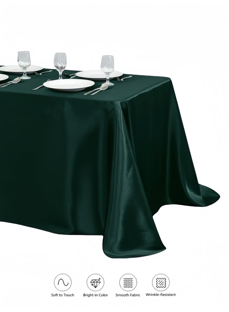 Eilimi Oil-proof rectangular tablecloth, solid color tablecloth, no stitching whole tablecloth, tablecloth suitable for catering events, dinner parties, weddings, buffet tables or home, washable tablecloth Dark green(1.45*1.8m/4.76 x 5.9ft) - Image 1