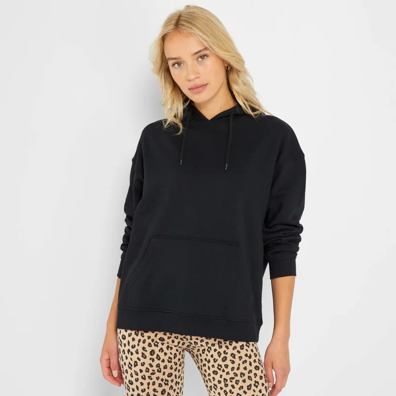 Kiabi Plain Sweatshirt Fabric Hoodie Black
