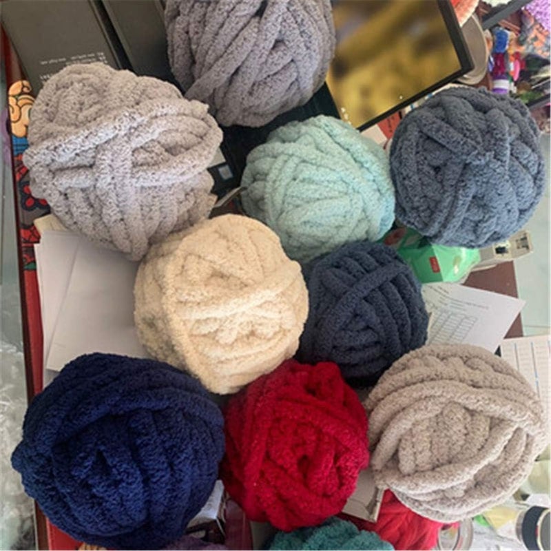 Luckam 2 Pack of Soild Color Knitting Yarn Chunky Chenille Yarn for DIY Arm Hand Knitting Spin Yarn Blanket Hat Scarf Chunky Blanket Bag 500g(Turmeric) - Image 4