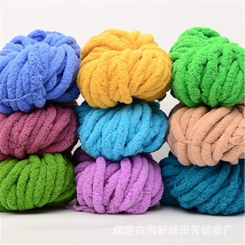 Luckam 2 Pack of Soild Color Knitting Yarn Chunky Chenille Yarn for DIY Arm Hand Knitting Spin Yarn Blanket Hat Scarf Chunky Blanket Bag 500g(Turmeric) - Image 2