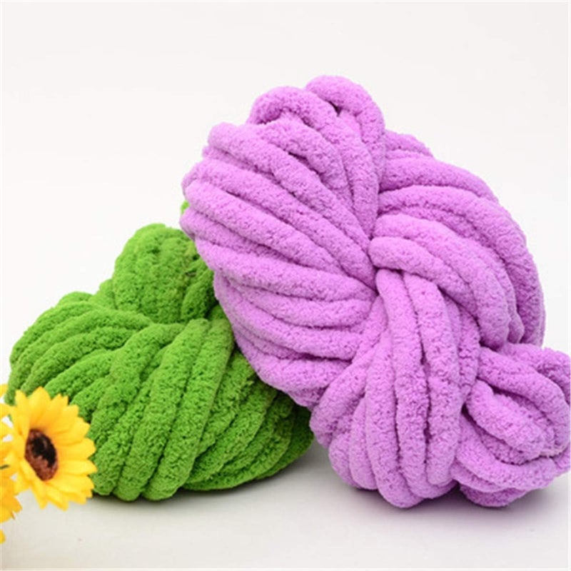 Luckam 2 Pack of Soild Color Knitting Yarn Chunky Chenille Yarn for DIY Arm Hand Knitting Spin Yarn Blanket Hat Scarf Chunky Blanket Bag 500g(Turmeric) - Image 5