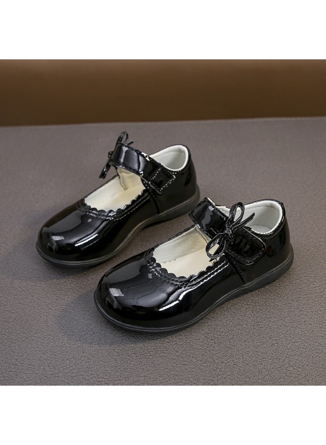 Girls' Fashionable Black Leather Shoes - New Spring/Autumn Collection 