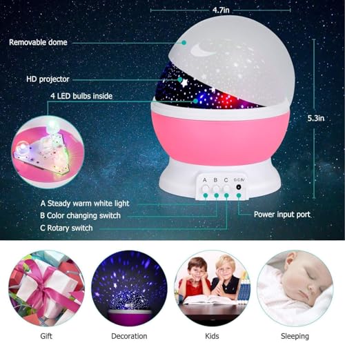 KRESHU Abs Plastic Creative 360° Rotating Star Projection Lamp With Colorful Led Night Lights | Star Master With Usb Cable Galaxy Sky Lamp For Home Decoration & Gifts (Multicolor,1Pcs) - Image 3