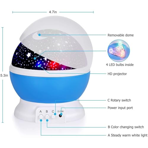 KRESHU Abs Plastic Creative 360° Rotating Star Projection Lamp With Colorful Led Night Lights | Star Master With Usb Cable Galaxy Sky Lamp For Home Decoration & Gifts (Multicolor,1Pcs) - Image 4