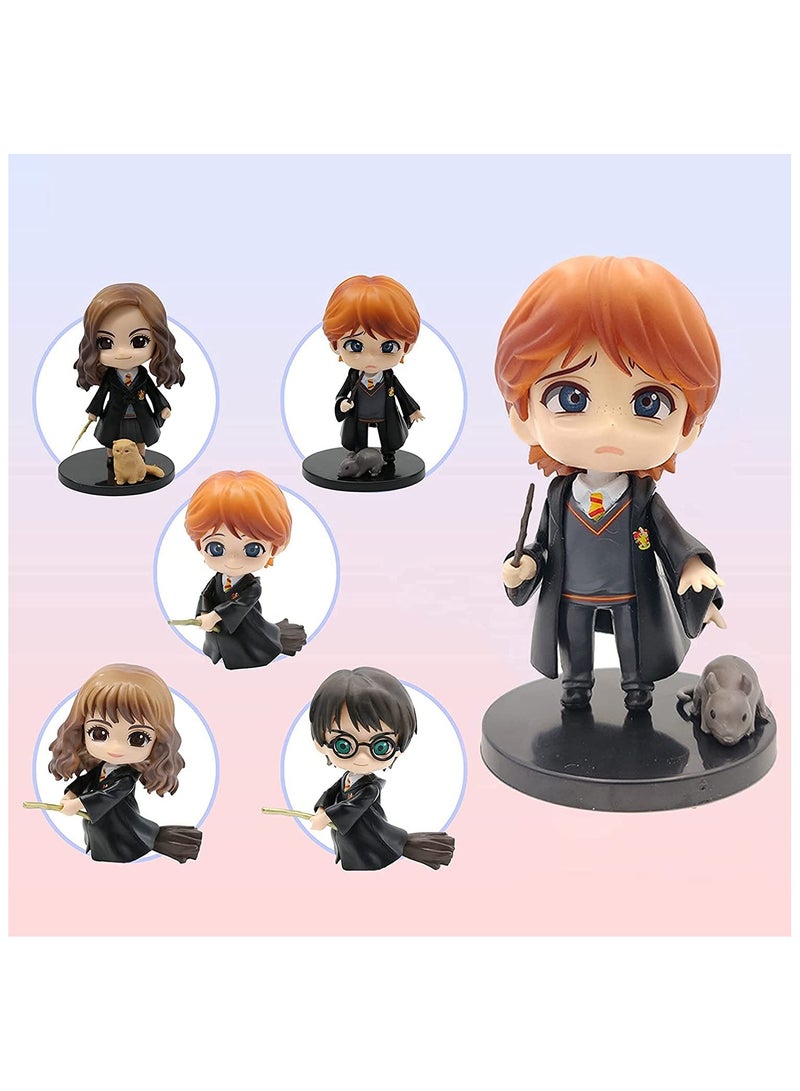 عام مجموعة ألعاب هاري بوتر: أشكال عمل صغيرة بحجم 8سم، عبارة عن 6 قطع من الأشكال الصوتية لشخصيات هاري بوتر، مثالية للمكاتب وطاولات الدراسة، أكشاك السيارات، الديكورات، وتزيين الكعك للأولاد والبنات. - Image 2