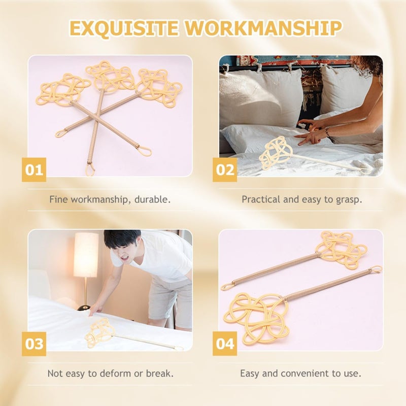 FOMIYES Long Handle Quilt Dust Removal Tool, Rattan Style Carpet Brush, Household Rug and Bedding Cleaner for Dust and Debris Removal - Image 4