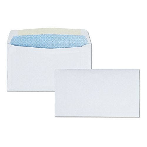 Quality Park 634 Security Tinted Envelopes Gummed Closure for Self Addressed and Business Reply 24 lb White Wove 358 x 612 500Box QUA10412