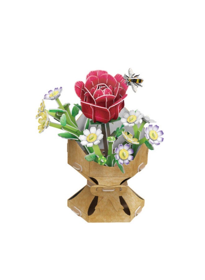 CubicFun 3D Puzzle Rose Flower Bouquet 120-Pieces | No-Glue or Scissors Needed! | Building Kit | Puzzle for Adults | Challenging Puzzle | Arts & Crafts | Perfect for Stress Reliever and Puzzle Lovers - Image 2
