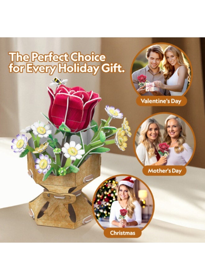 CubicFun 3D Puzzle Rose Flower Bouquet 120-Pieces | No-Glue or Scissors Needed! | Building Kit | Puzzle for Adults | Challenging Puzzle | Arts & Crafts | Perfect for Stress Reliever and Puzzle Lovers - Image 4