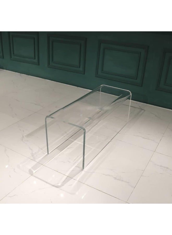 SLASA Transparent Acrylic Stool - Modern Minimalist Shoe Bench, Bed End Seat, Footrest, Small Coffee Table for Living Room, Bedroom & Entryway - Image 4