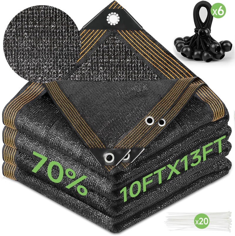 FOTMISHU قماش ظل 70% 10 قدم × 13 قدم مقاوم للأشعة فوق البنفسجية، شبكة شمسية مضادة للشيخوخة، غطاء حديقة، دفيئة، حظيرة أو قفص، زهور، نباتات - Image 1