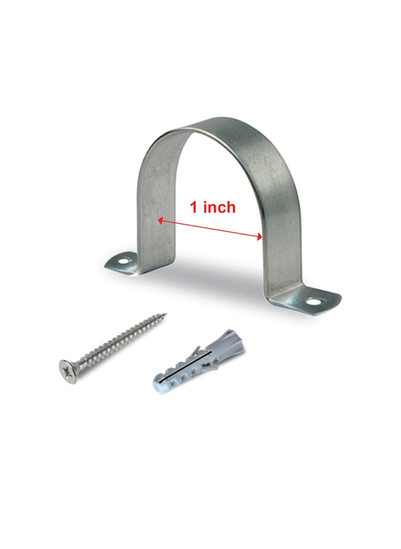 Duravel - Duravel U Clamps Fastener Hanger Pipe Clamps Clip with Screw and Plug, for Conduit Pipe Fixing Bracket and Support Water Pipe and Gas Pipe – 10 Pcs (1Inch) - Image 1