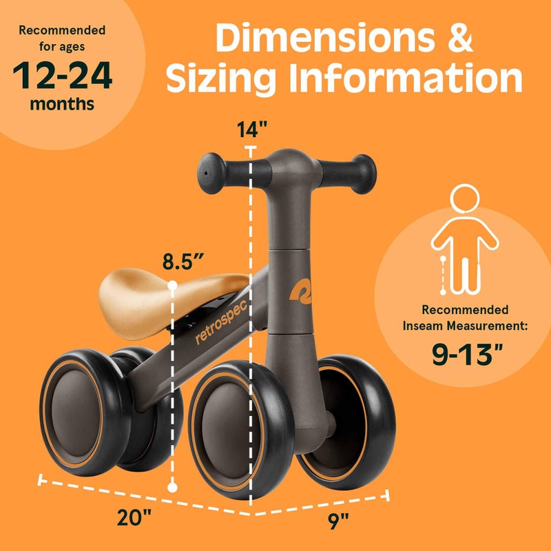 Retrospec Cricket Baby Walker Balance Bike with 4 Wheels for Ages 12-24 Months - Toddler Bicycle Toy for 1 Year Oldâ€™s - Ride On Toys for Boys & Girls - Image 4