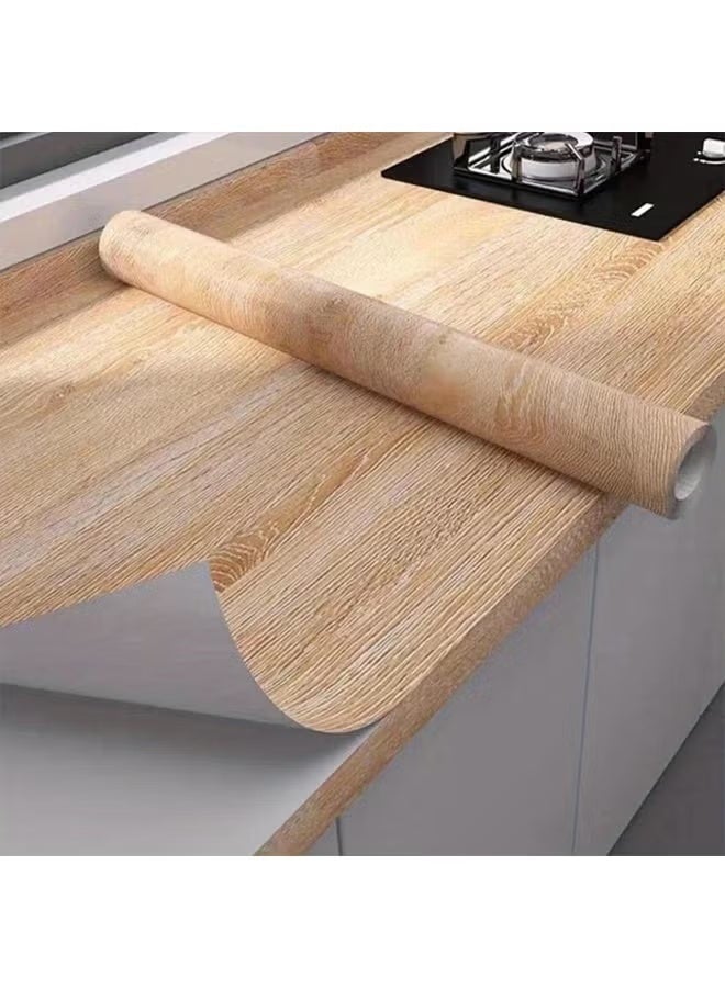 DELGREEN 1pc Wood Grain PVC Wallpaper - Self-Adhesive, Oil-Resistant, Easy to Remove, Ideal for Kitchen Countertops, Cabinets, Tables, and Walls, Kitchen Decoration | Modern Kitchen Decor | Easy Installation, Wallpaper for Kitchen(40*500CM) - Image 1