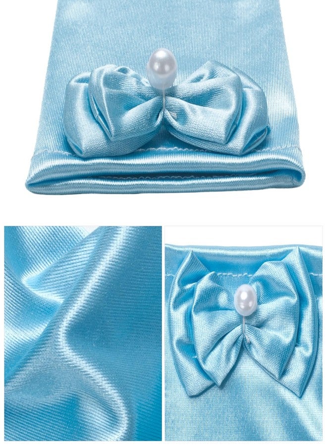 GHGMAO Little Girls Princess Gloves - Satin Gloves for Birthday Halloween Costume Party Princess Cosplay First Communion (Sky Blue) - Image 4